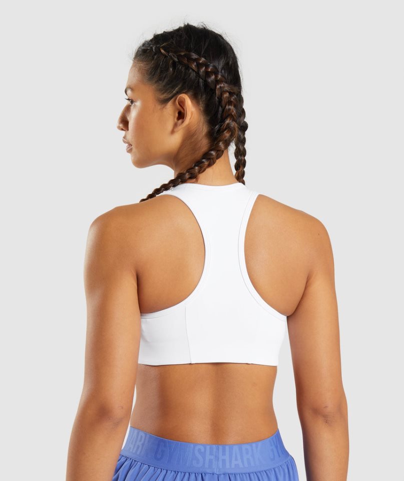 Women's Gymshark Essential Racer Back Sports Bra White | NZ 8ZSBGC